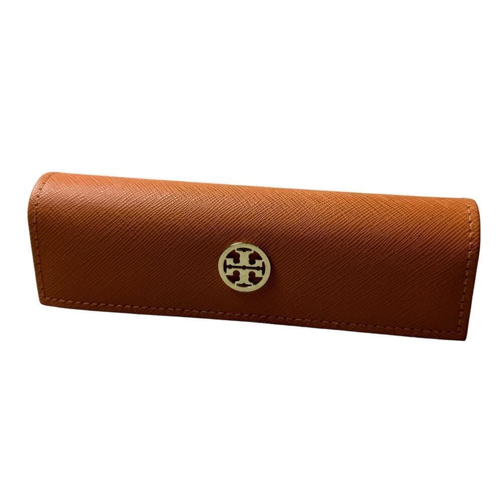 Tory Burch Eyeglasses Case Faux Leather Textured Orange Soft Case Small